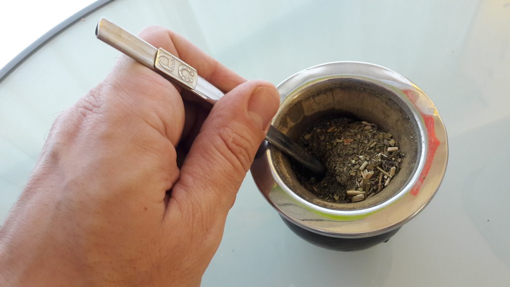 How to make yerba mate step 5: Insert bombilla-straw