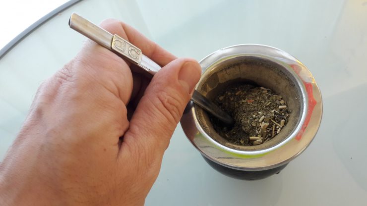 How to make yerba mate step 5: Insert bombilla-straw