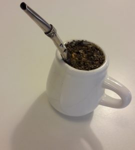 Mate made of white ceramic
