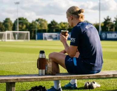 Football player-drinking mate - AI-generated illustration